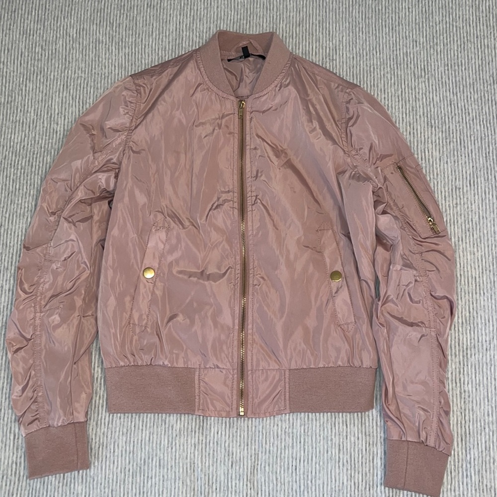 Blush pink Zip up Bomber Jacket